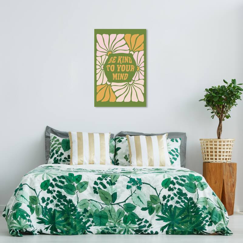Wynwood Studio Canvas Typography and Quotes Kind to your Mind Garden Green and Modern & Contemporary Wall Art Canvas Print
