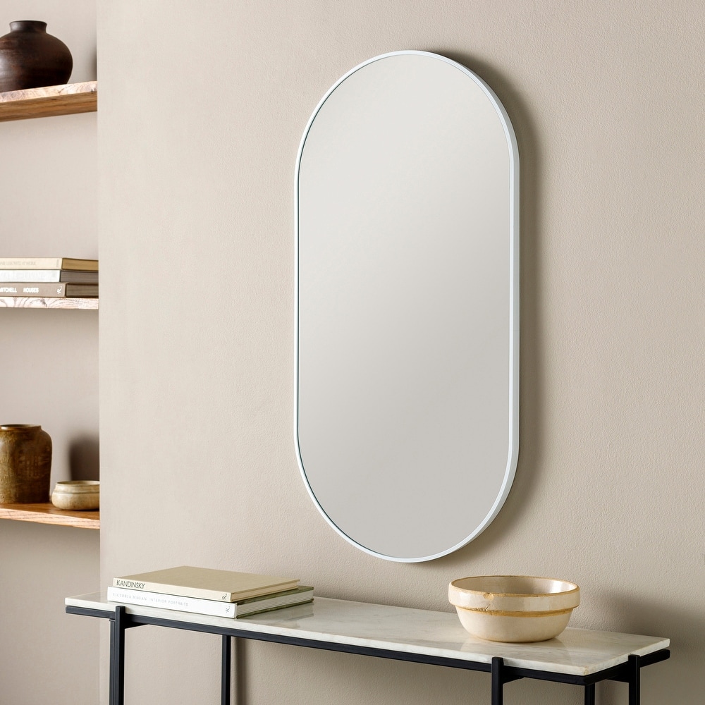 Livabliss Aranya Modern Aluminum Oval Pill-Shaped Accent Mirror