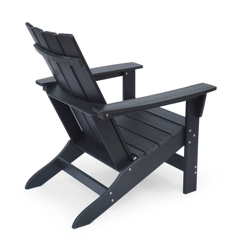 Elisa Outdoor Adirondack Chair, Waterfall Front, Slatted, Black Finish