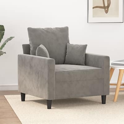 vidaXL Sofa Chair Light Gray 23.6" Velvet - 30.7" x 30.3" x 31.5"