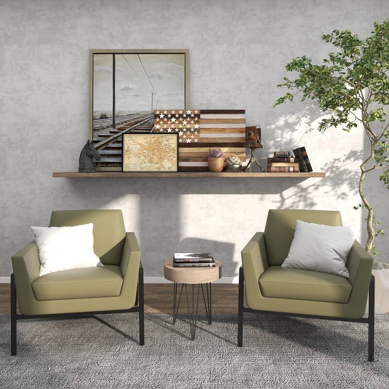 Brown Wooden Accent Table with Black Metal Hairpin Legs - 16 x 16 x 19Round