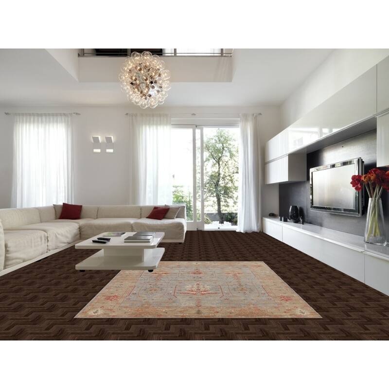 Hand Knotted Oriental 100% Wool Carpet Transitional All-Over Greys & Charcoal Oushak Area Rug - 9' 10'' X 8' 0''