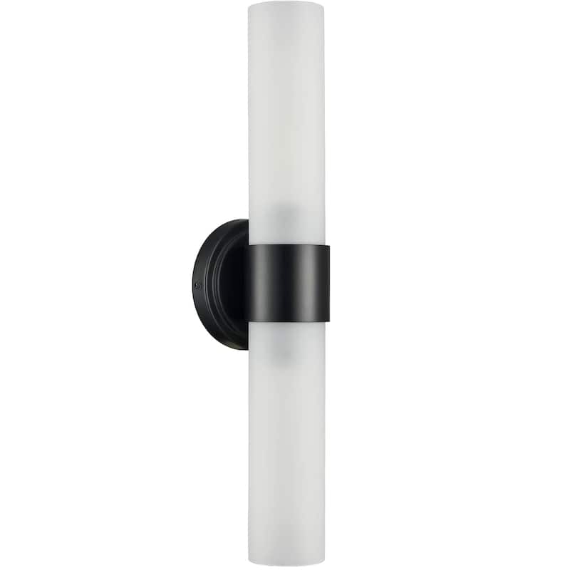 Skyros Modern Bathroom Sconces Cylinder Frosted Glass, 2-Bulbs
