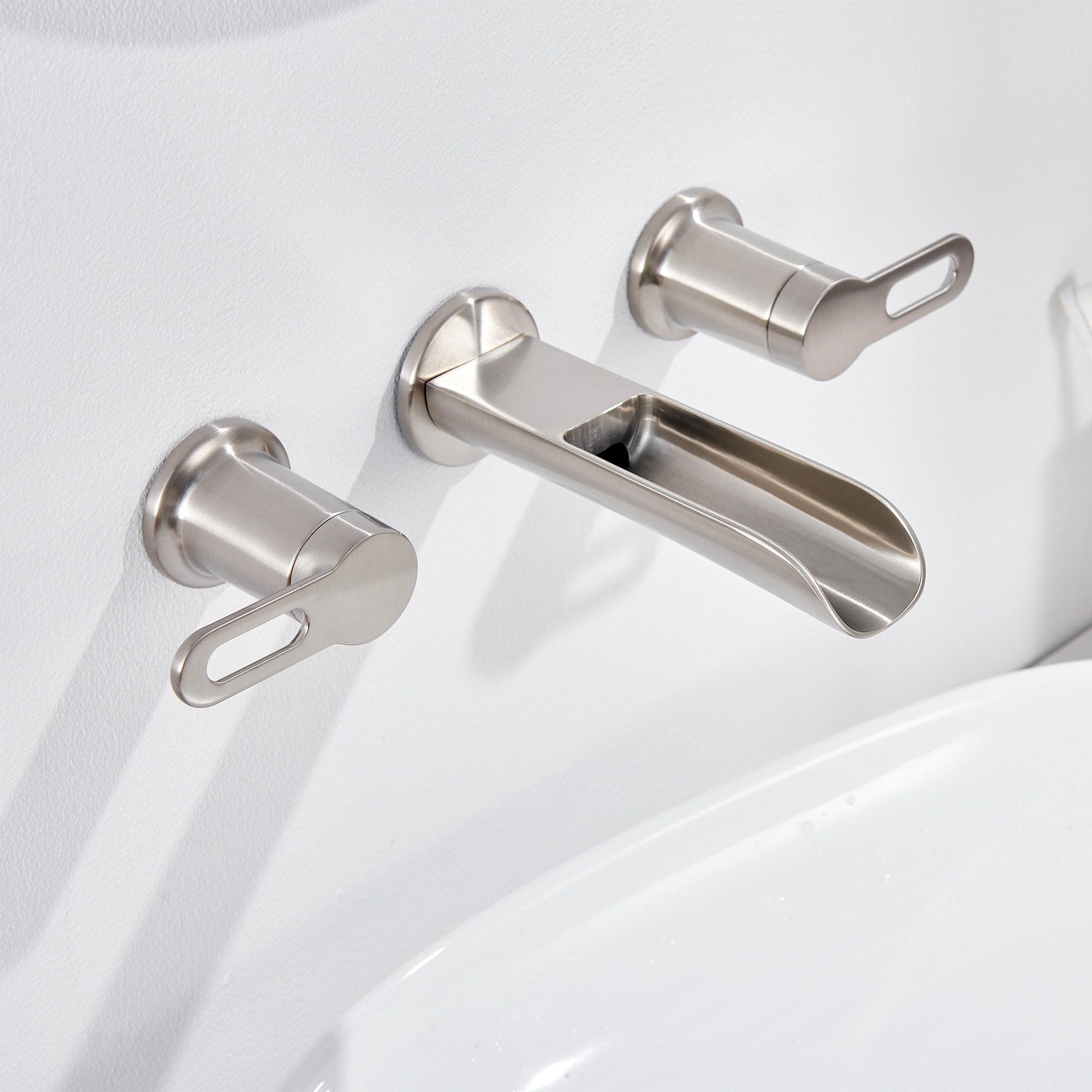 Luxier Vivid Fall 2-Handle Wall Mounted Bathroom Faucet with Valve
