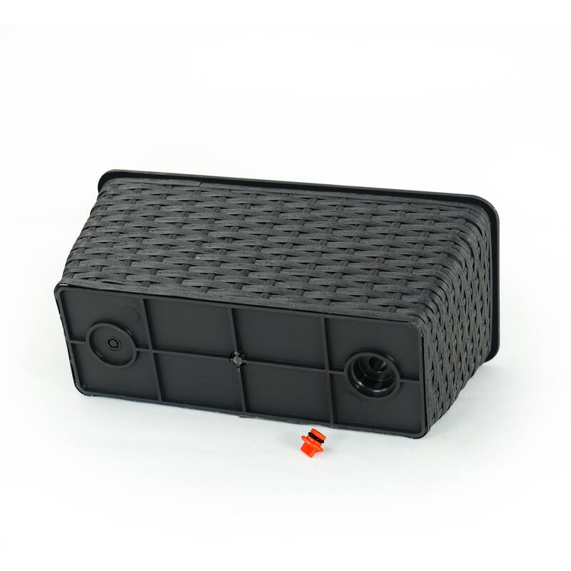 GDFStudio - Farmhouse 2-Piece Indoor/Outdoor Wicker Smart Self-Watering Rectangular Planter Pots with Water Level Indicator