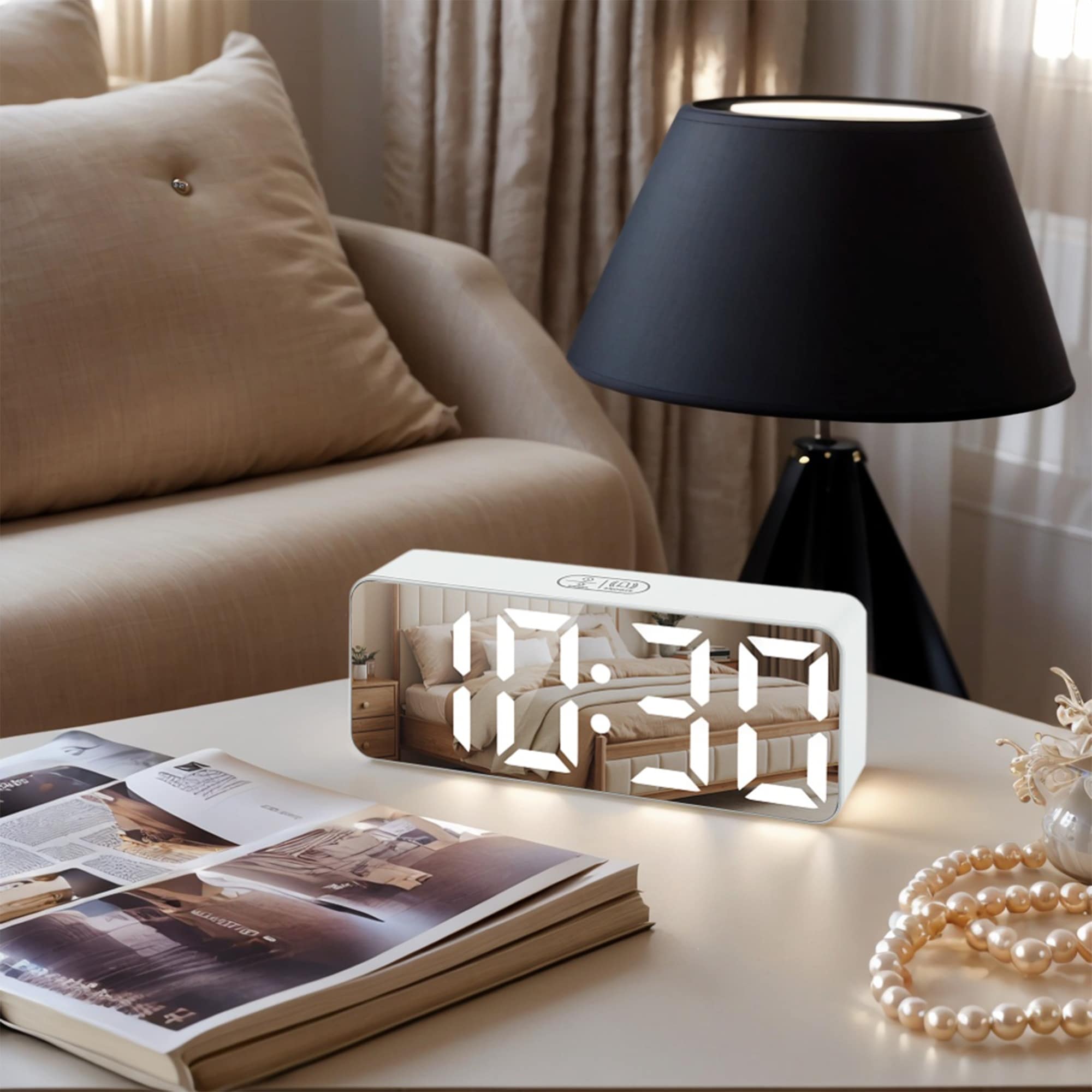 Digital Alarm Clock - Adjustable Brightness, 12/24H Format, Ideal for Travel 5.5"Lx1.2"Wx2.2"H - 5.5"L x 1.2"W x 2.2"H