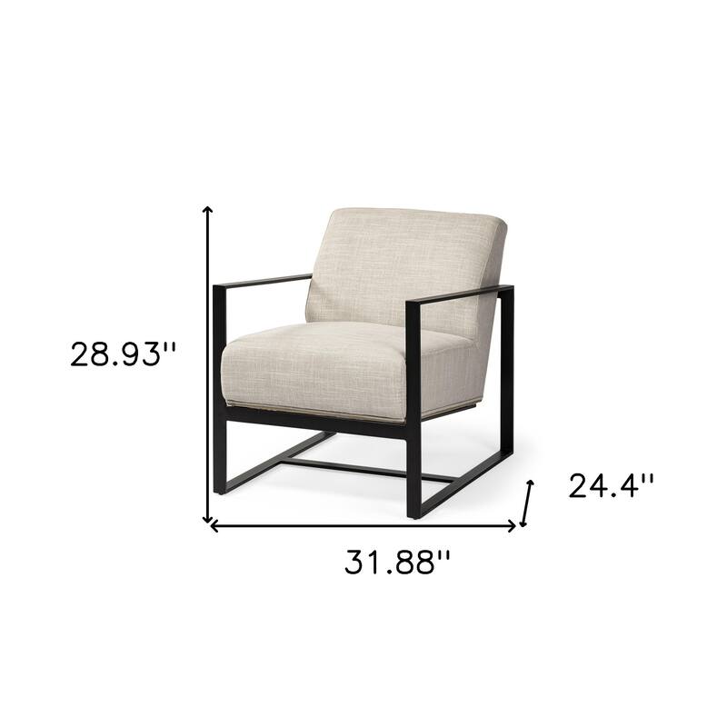 HomeRoots 32" Cream And Black Fabric Arm Chair - 31.88' X '28.93' X '24.4