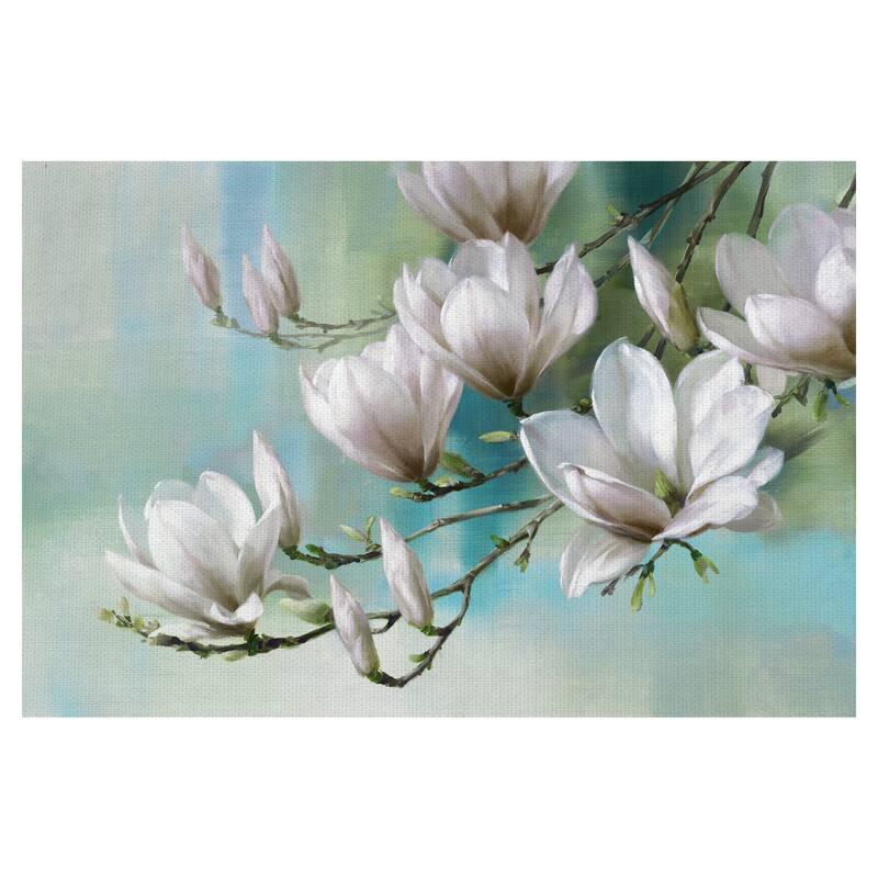 Magnolia Morning Teal by Rogier Daniels Canvas Art Print
