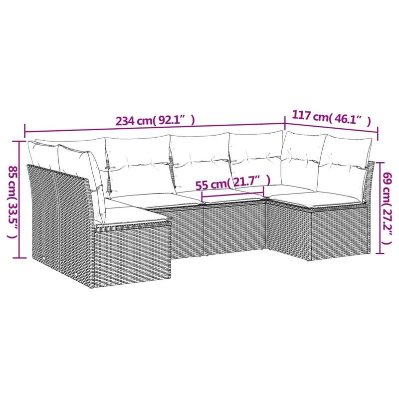 vidaXL Garden Sofa Set Grey, Dark Grey - 24.4 x 24.4 x 27.2