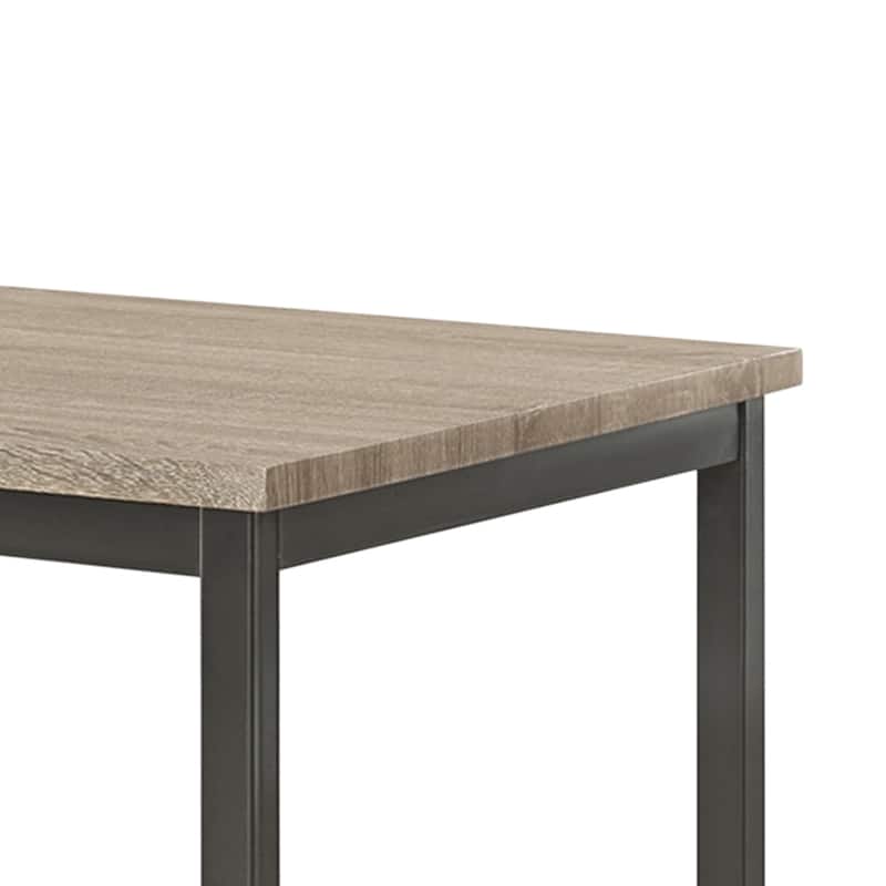 Contemporary Metal Dining Table With Wooden Top, Gray & Black