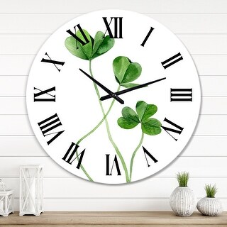 Designart 'Field Plant Detail Clover' Farmhouse wall clock - Bed Bath ...