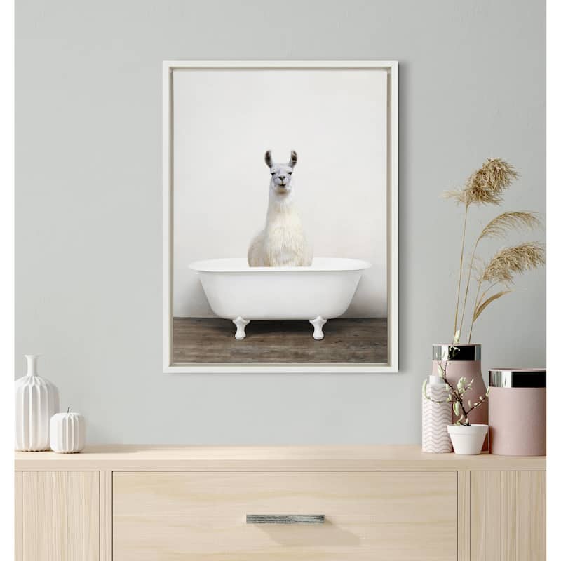Kate and Laurel Sylvie Animal Tub Color Framed Canvas by Amy Peterson