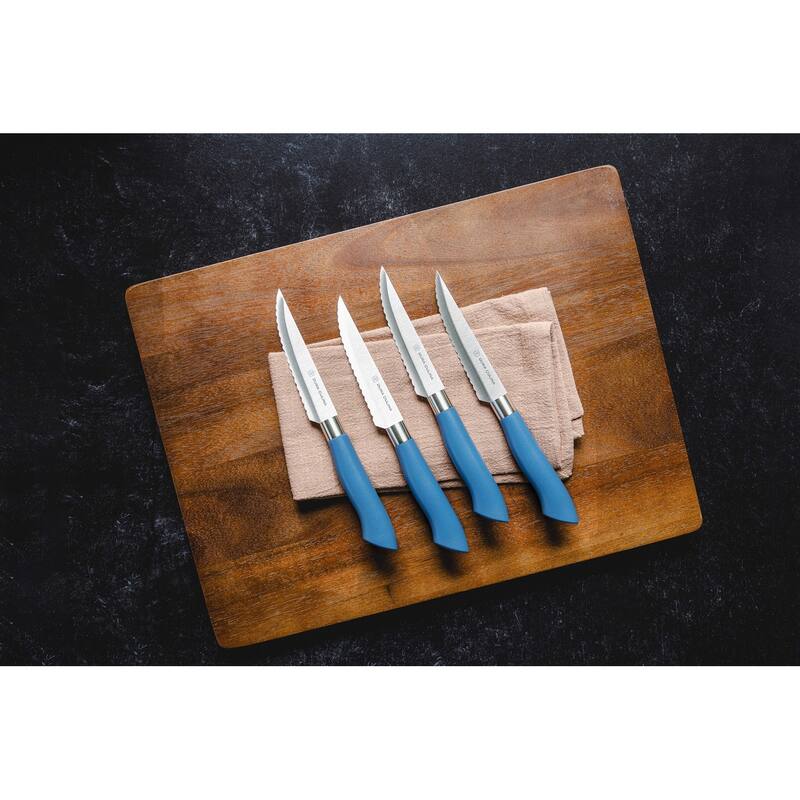 Dura Living EcoCut 4-Piece Steak Knife Set - High Carbon Micro-Serrated Stainless Steel Blades, Sustainable Ergonomic Handles