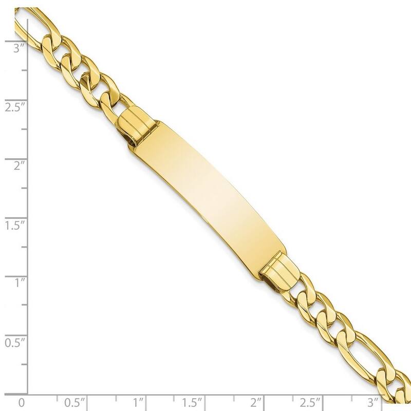 Curata 9.84mm 10k Yellow Gold Engravable Figaro Link ID Bracelet 8 Inch