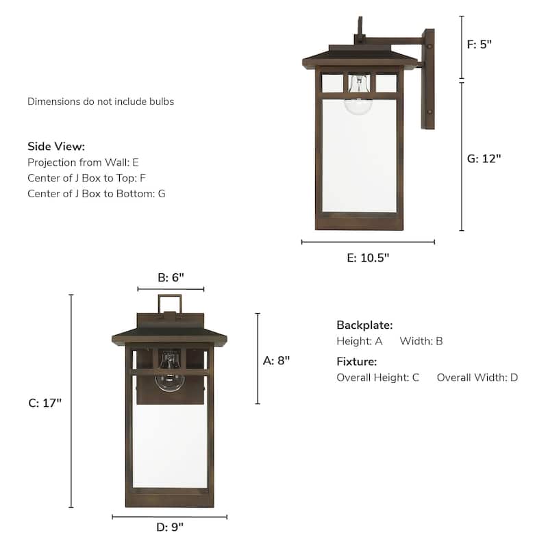 Hunter Yancy House Outdoor Wall Light - Front Porch, Patio, Garage - Mission, Transitional - Resists Corrosion!