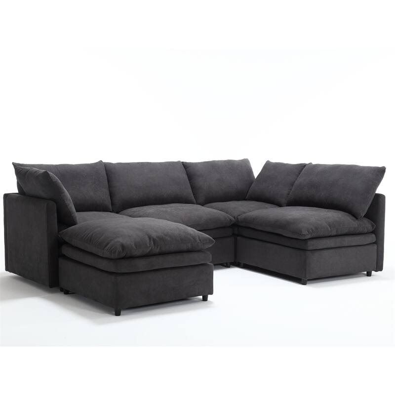 Modern 5-seat U-shaped Sectional Sofa with Chaise Lounge