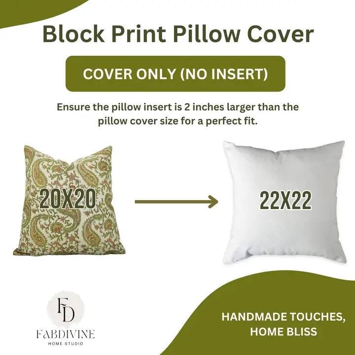 Bohemian Block Print Cotton Satin Pillow Cover- Kiara