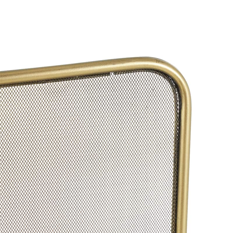 Metal Geometric 1 Panel Fireplace Screen with Rounded Edges and Rectangular Base - Gold - Roche River Decor - 5"W x 38"L x 29"H