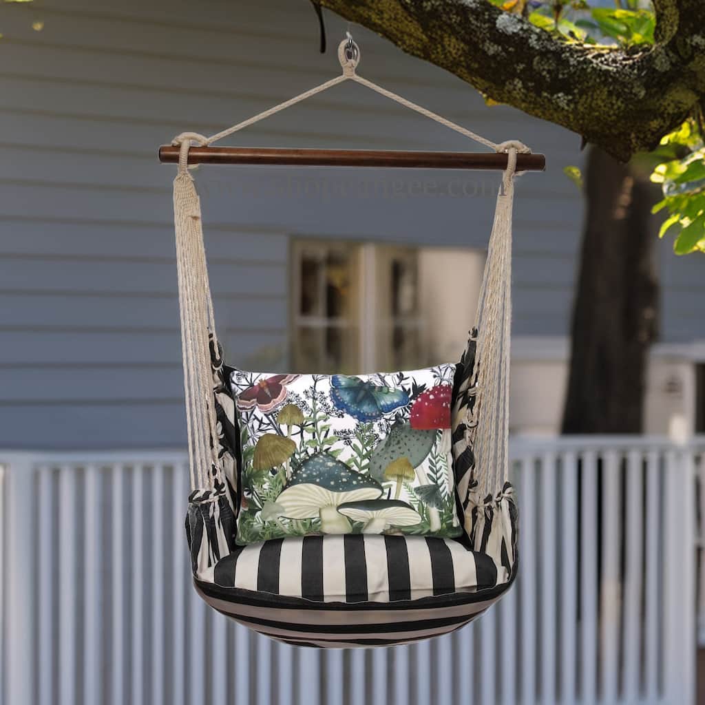 Magnolia Casual Swing Set 4 piece - True Black Stripe w/ Botanical Mushrooms 2