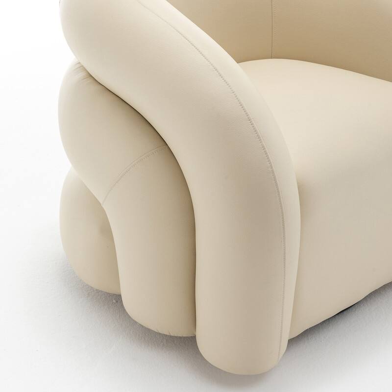 SEYNAR Modern Glam PU Leather 360 Degree Swivel Accent Armchair with Metal Base