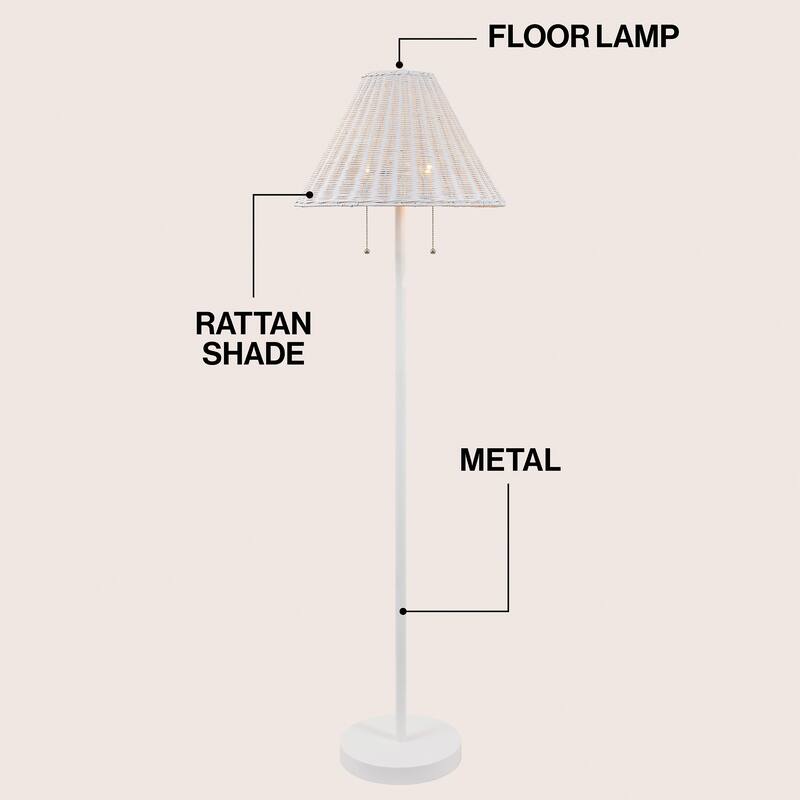 Palma 61" 2-Light Iron/Rattan LED Floor Lamp with Pull-Chain by JONATHAN Y
