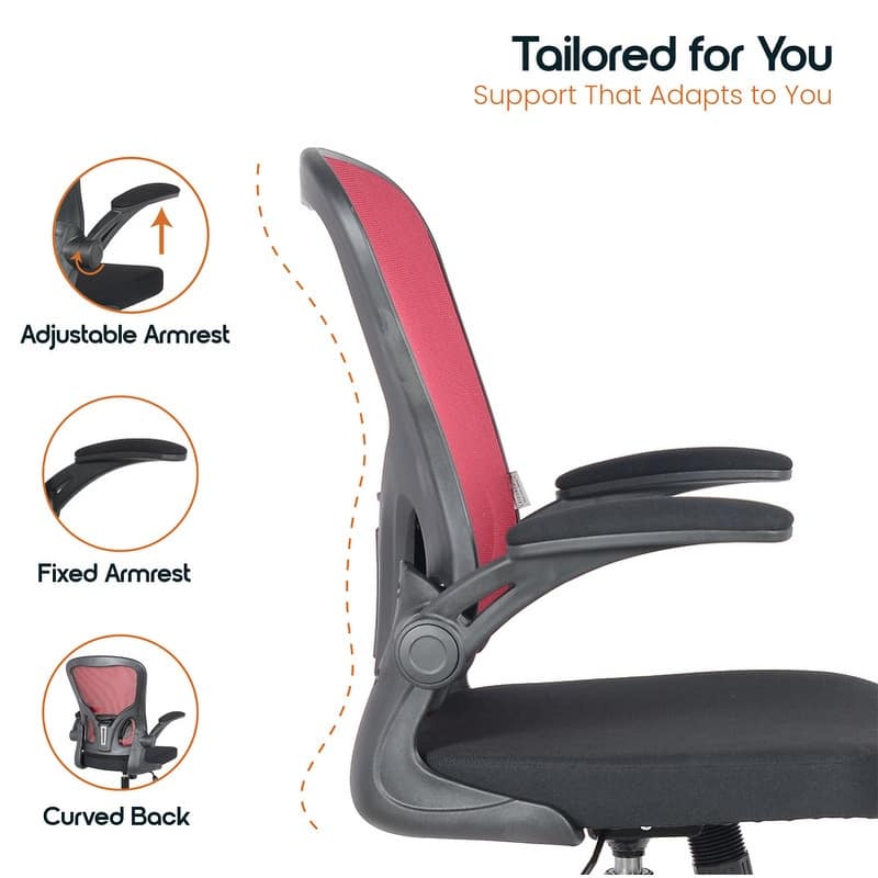 Newton Modern Mid-Back Mesh Office Chair with Flip-Up Arms, Adjustable Height, Tilt Lock, Swivel Wheels Desk Chair