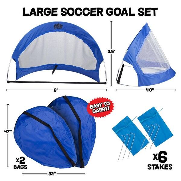 Set of 2, 6' Pop Up Soccer Goals with 2 Carrying Bags - 6" x 3.5" (L x H)