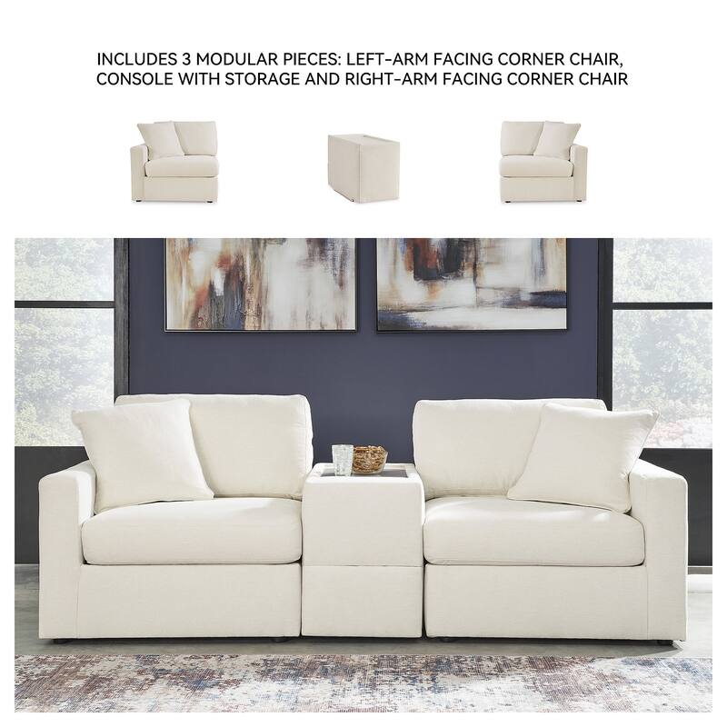 Signature Design by Ashley Modmax 3-Piece Sectional with Storage Console - 93" W x 37" D x 36" H