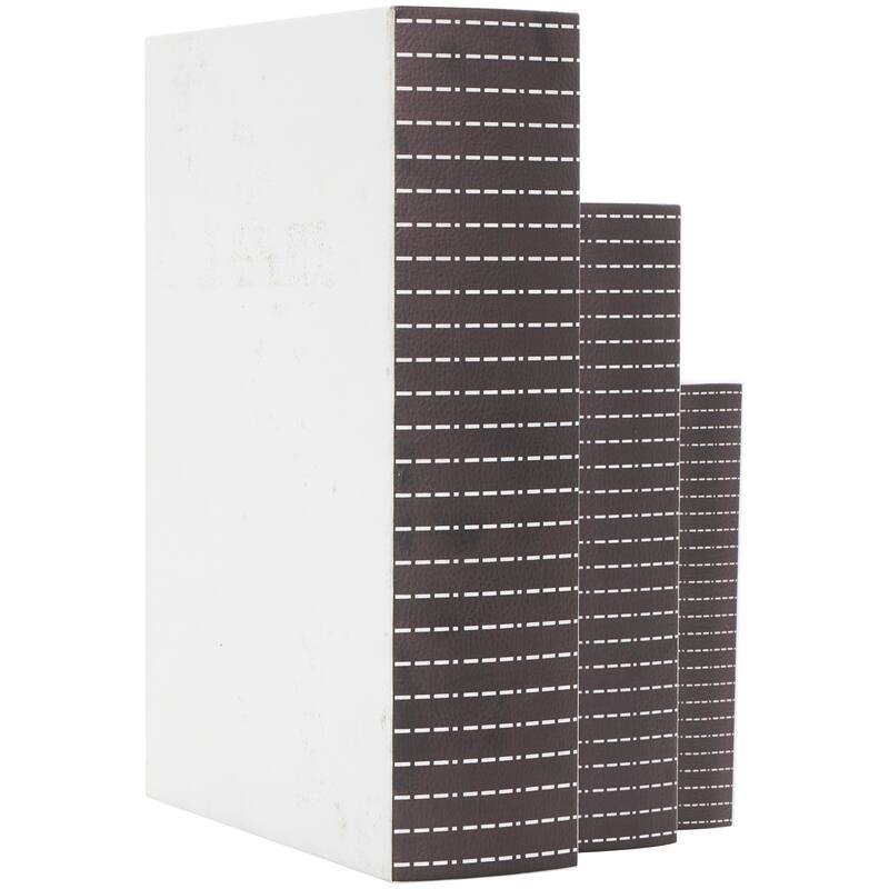White Wooden Home, Joy Faux Storage Book Box with Striped Spine and Gold Accents (Set of 3)