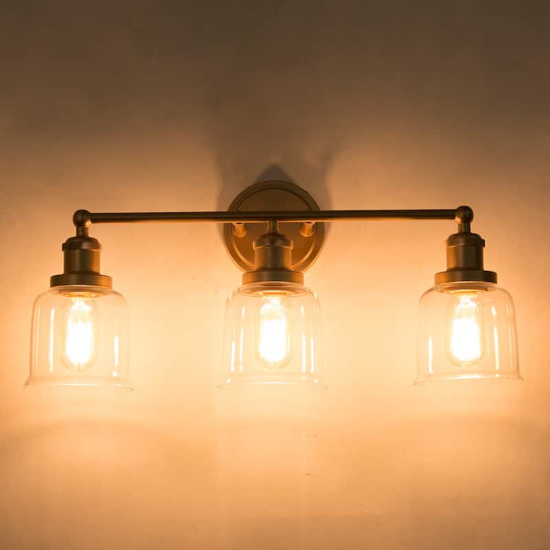 Ciare Modern Gold Bathroom Vanity Light 3-light Dimmable Glass Wall Sconces - Rose Gold - L21.5"x W7.5"x H 10"