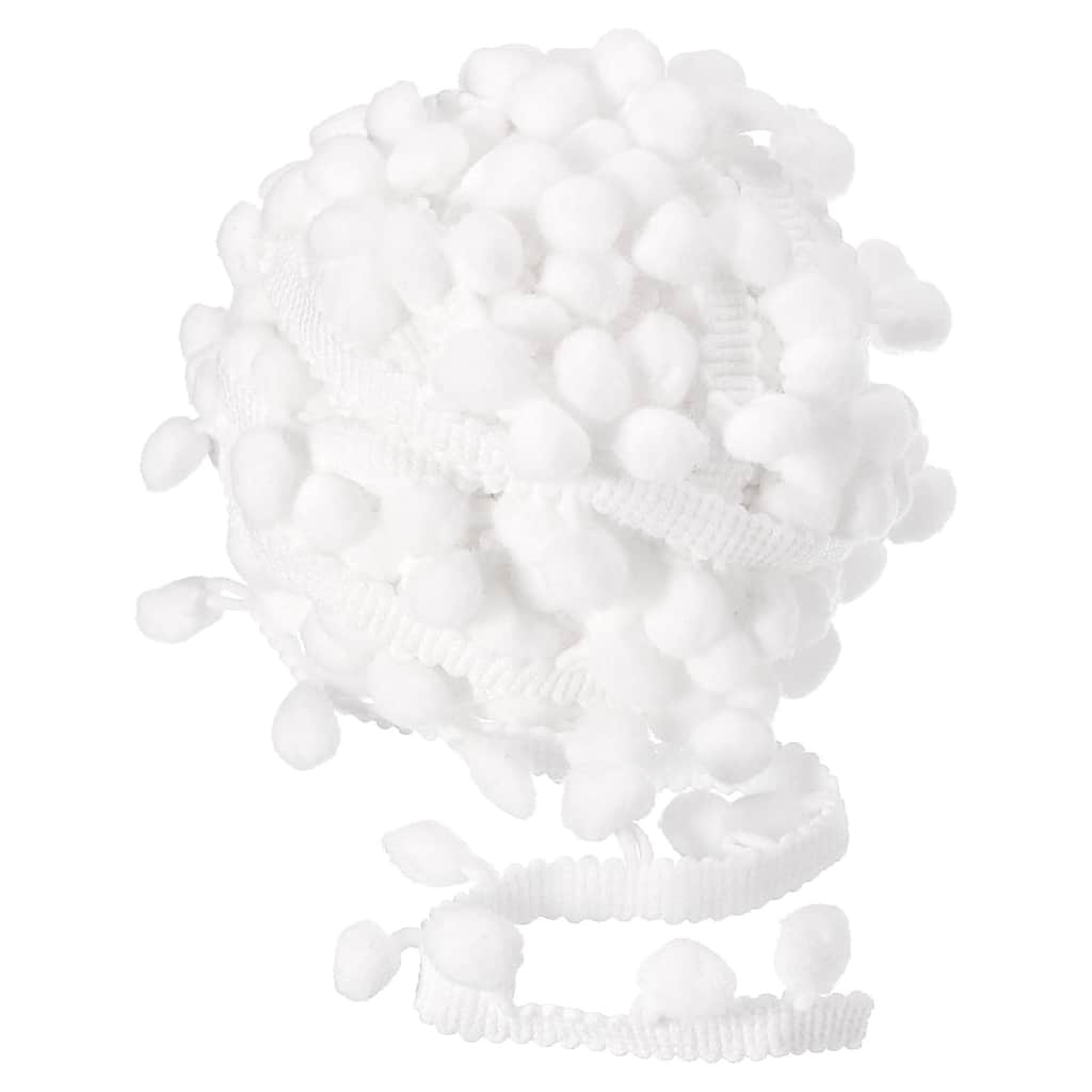 Pom Pom Ball Fringe Trim Ribbon Sewing Accessory DIY Crafts, 10mm - White