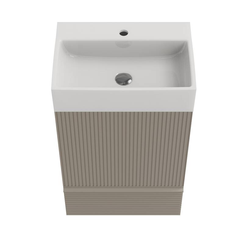 Small Bathroom Vanity with Sink, Fluted Bathroom Vanity with 1 Drawer, Bathroom Storage Cabinet with Soft-Close Door