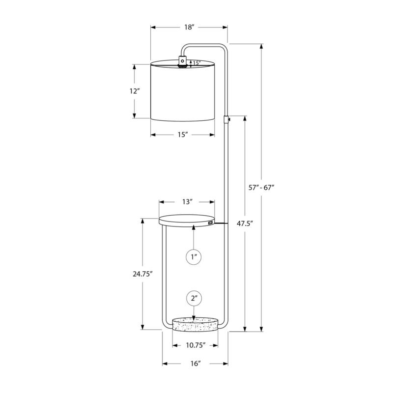 Lighting, 67"h, Floor Lamp, Usb Port Included, Black Metal, Ivory / Cream Shade, Contemporary
