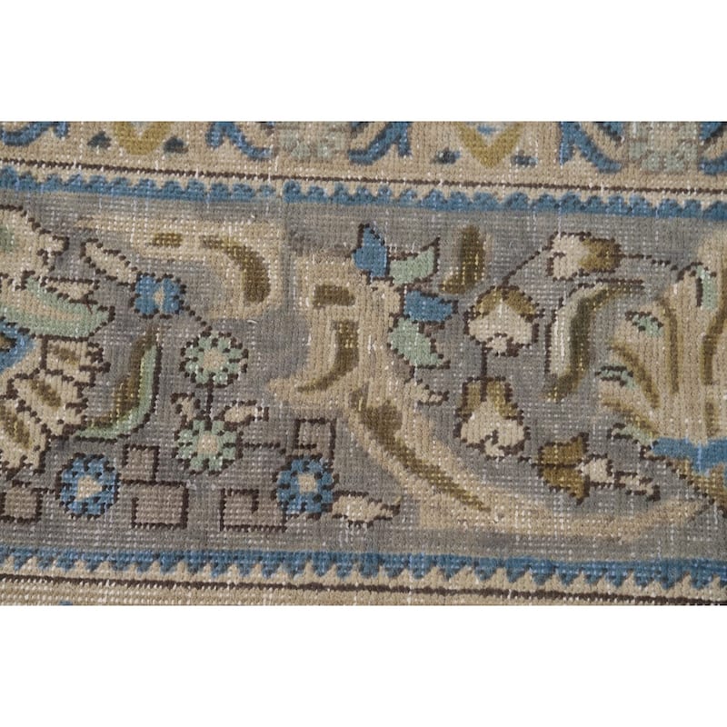 Light Blue Medallion Tabriz Persian Area Rug Hand-Knotted Wool Carpet - 9'10"x 12'10"