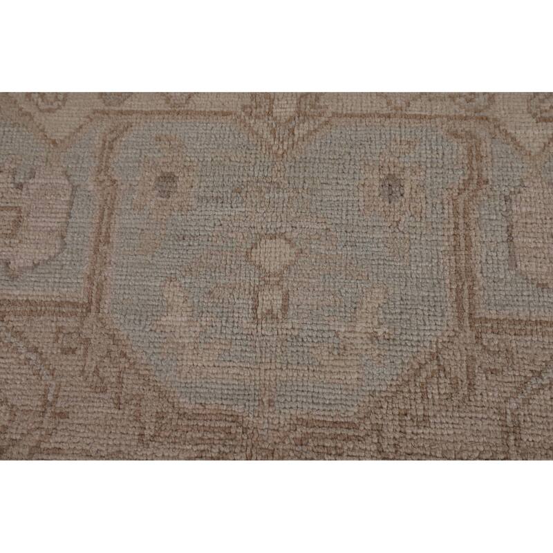 Vegetable Dye Geometric Oushak Area Rug Hand-Knotted Wool Carpet - 6'1"x 8'11"