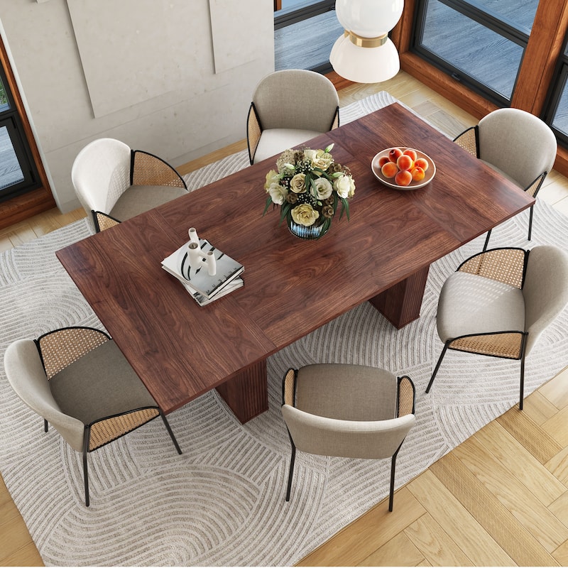 78-inch Wooden Rectangular Dining Table - Walnut