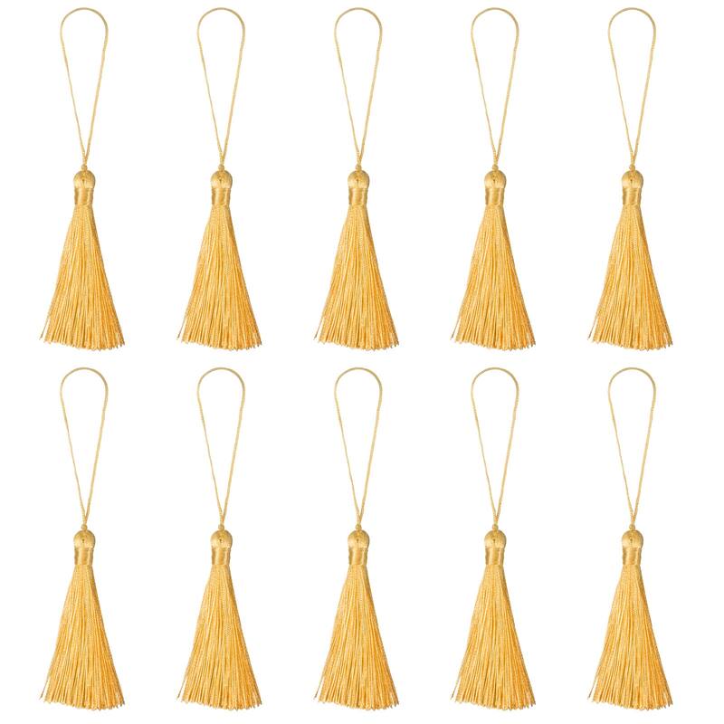 6.5" Silky Bookmark Tassels with Loop for DIY Craft Accessory, 20Pcs - Yellow