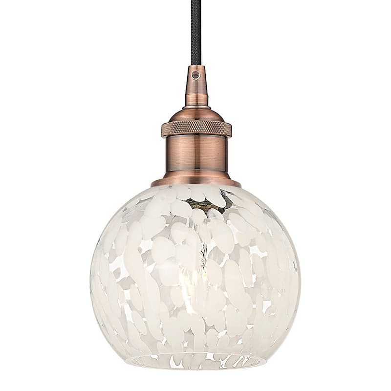 Innovations Lighting 616-1P 8 6 White Mouchette Pendant White - Antique Copper