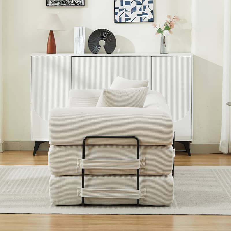 Folding Upholstered Sofa Bed, 78.5" Convertible Sleeper Sofa Bed with 2 Pillows, Fold Out Loveseat Couch, Futon Couch