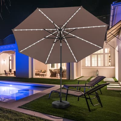 Autlaycil 10ft Solar LED lights Outdoor Patio Umbrella With Base