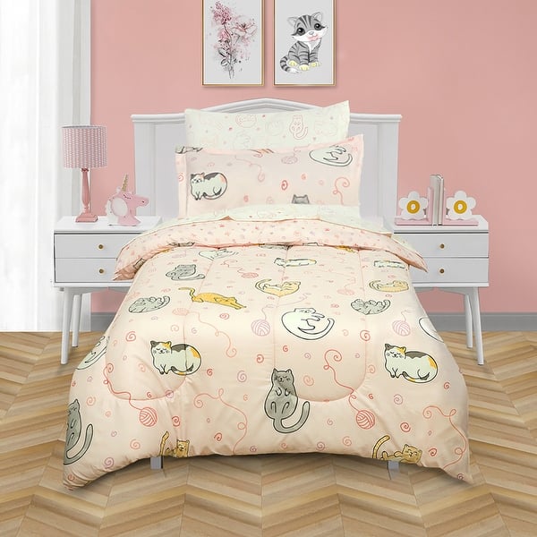 slide 2 of 14, Kidz Mix Sleepy Cats Bed in a Bag Twin