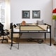preview thumbnail 1 of 7, Metal Loft Bed with Rectangular Desk LED Lights loft Bed Frame with Storage Shelves and Ladder, Black+Brown Black+Light Natural Desk
