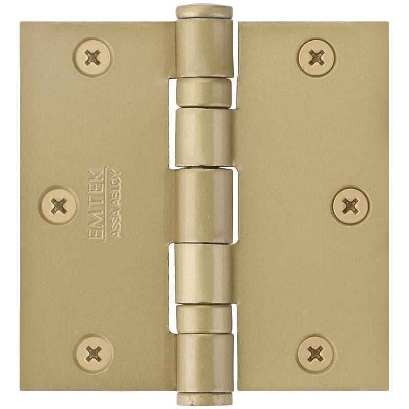 Emtek 3-1/2" x 3-1/2" Plated Steel Heavy Duty Square Corner Ball - Satin Brass