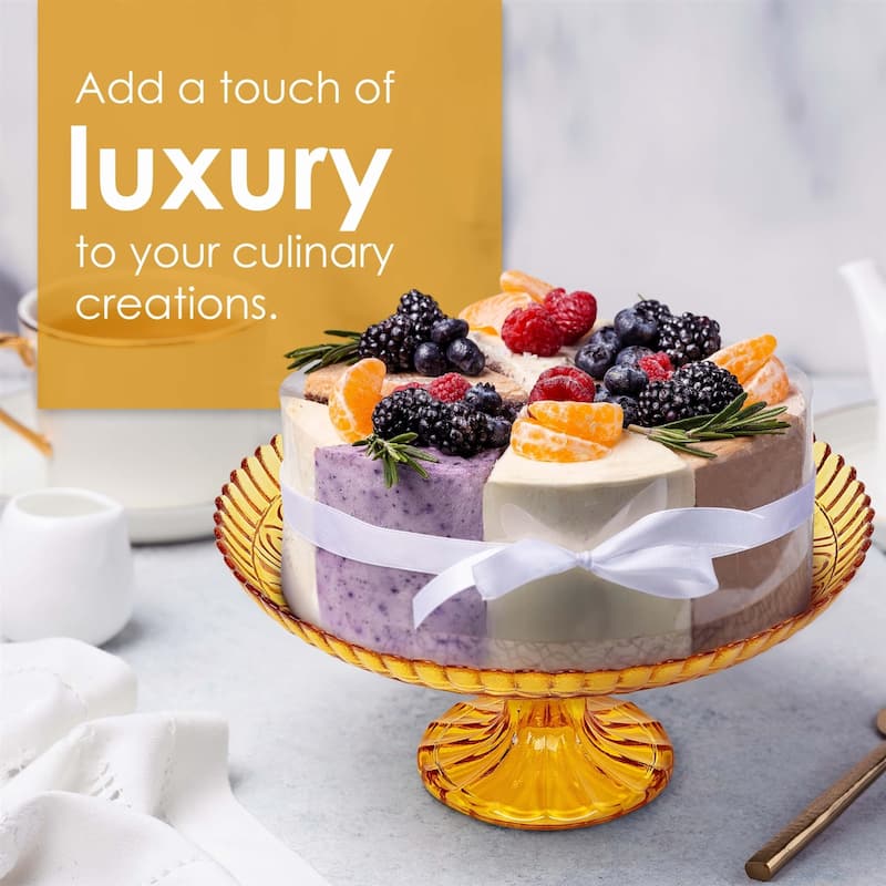 Amici Home Flower 10 In Footed Glass Cake Stand - 10” D x 4” H