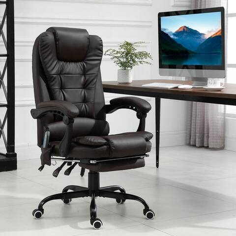 Vinsetto 7-Point Vibrating Massage Office Chair High Back Executive Recliner with Lumbar Support, Footrest, Reclining Back