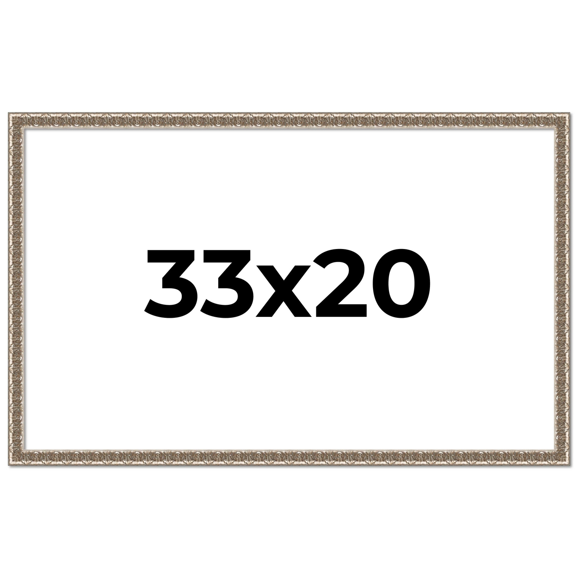 33x20 Frame Silver Versailles Ornate Solid Wood Picture Frame | 1 Inch