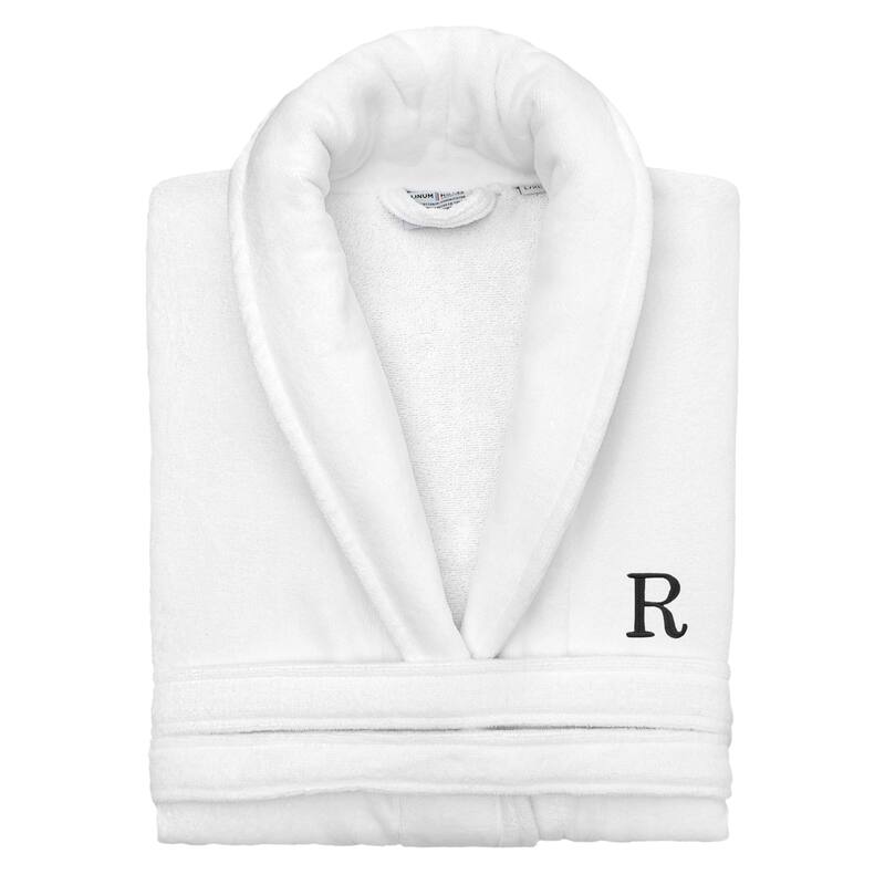 Authentic Hotel and Spa 100% Turkish Cotton Personalized Unisex Anovia Velour Bathrobe - Black Block Font - Small/Medium - R