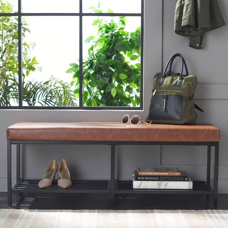 SAFAVIEH Selena 2-Shelf Bench - 48" W x 15" D x 18" H - 48Wx15Dx18H