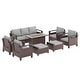 preview thumbnail 27 of 31, Bonosuki 8 Pieces Patio Sofa with Rectangle Fire Pit Table and Ottomans, All-Weather PE Rattan Wicker Sofa with Cushion, Gray
