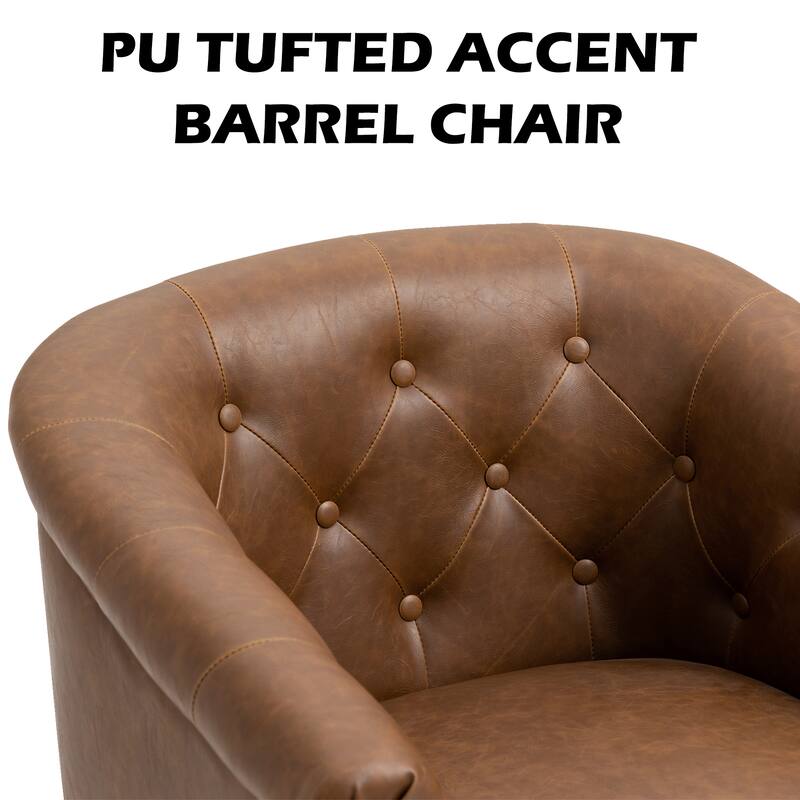 Modern PU Leather Armchair Tufted Accent Chair